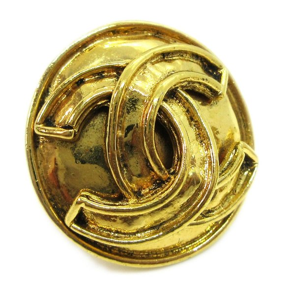 CHANEL CC Button Motif Earrings Gold-Tone Clip-On - Picture 2 of 5